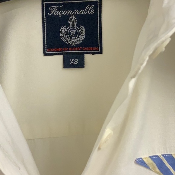 Faconnable White Button-down Shirt with Appliqué of Multi-color Stars - Picture 3 of 4